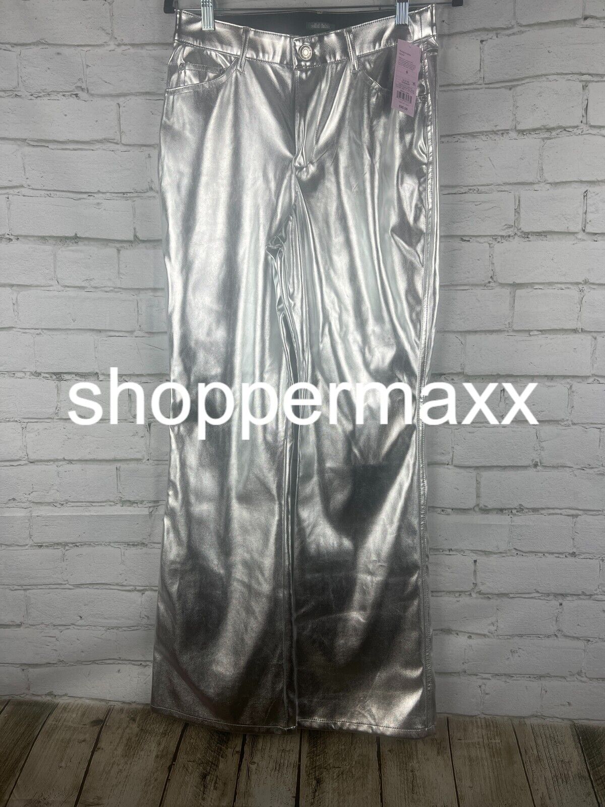 Women's High-Rise Metallic Flare Pants - Wild Fable, Silver, 6
