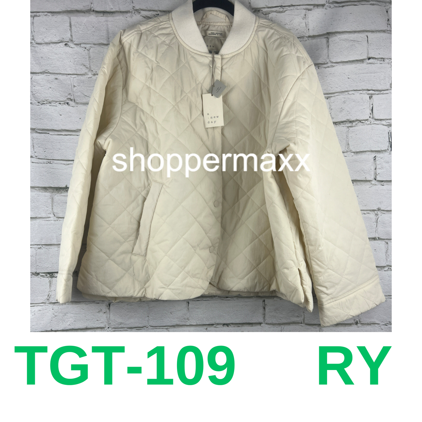 Women's Quilted Bomber Jacket - A New Day, White, XL