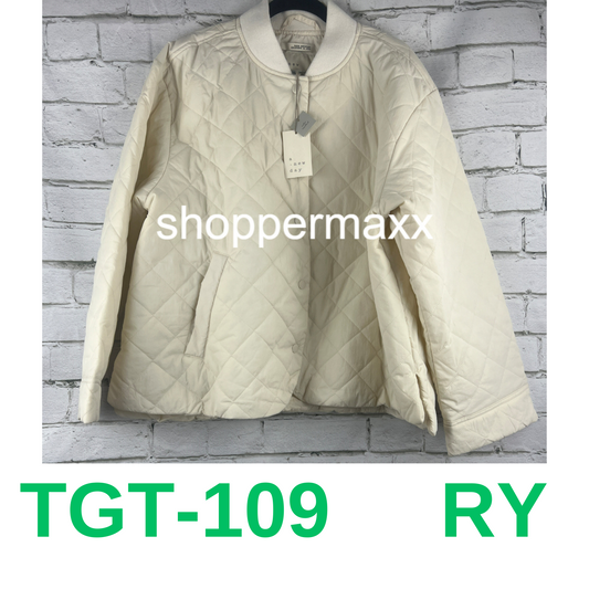 Women's Quilted Bomber Jacket - A New Day, White, XL
