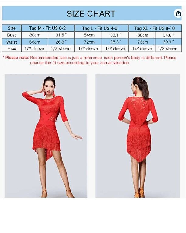 ZX Women Latin Dance Dress Fringe Salsa Tango Cha Cha Rumba Ballroom Dance Dress