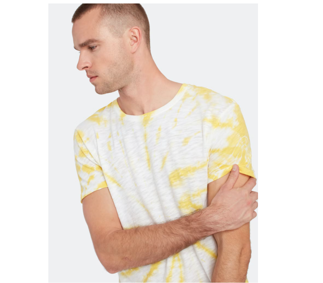 Anthony Thomas Melillo Slub Jersey Canary Tie Dye Short Sleeve Crew T shirt SZ S