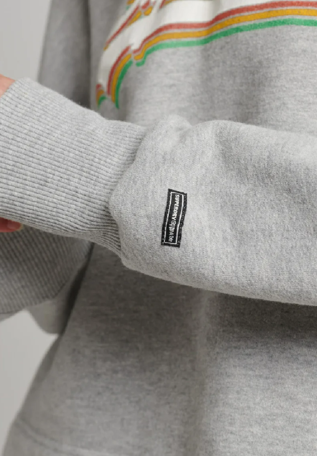 Superdry Women's Vintage Logo Rainbow Hood, Women Hoodie Grey Marl, SZ 4+6+10 US