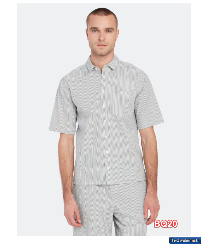 Anthony Thomas Melillo Stripe Short Sleeve Woven Shirt, White/Navy Stripe L $195