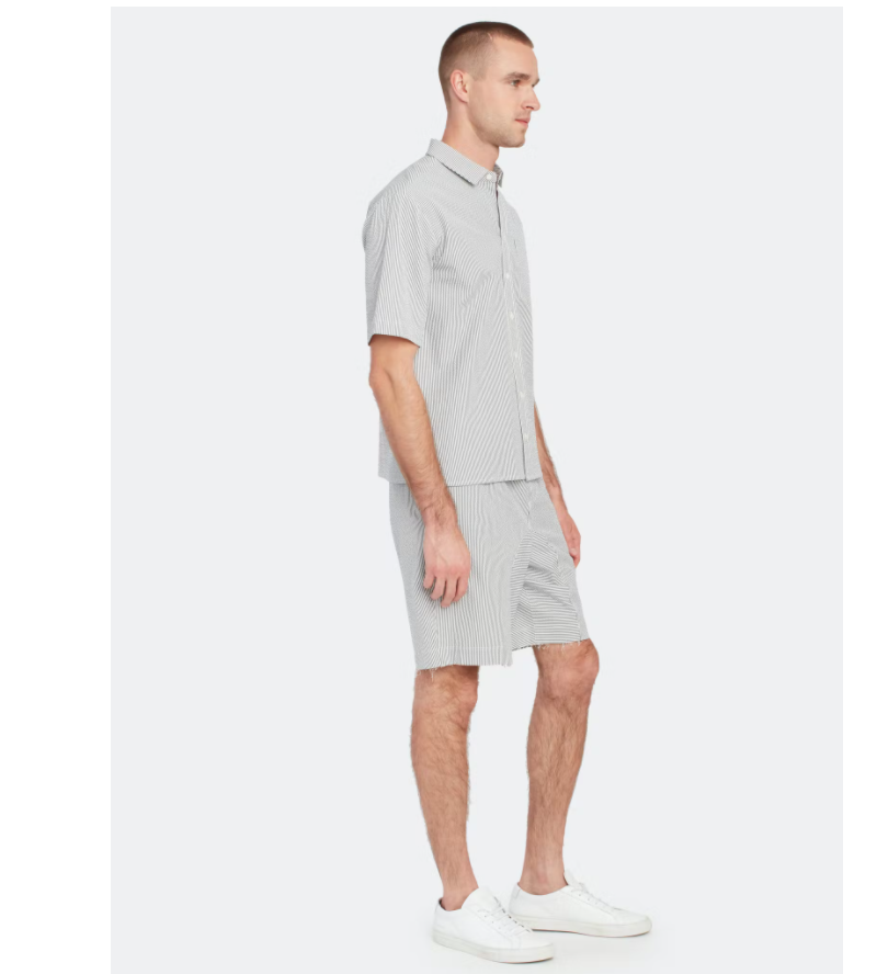 Anthony Thomas Melillo Stripe Short Sleeve Woven Shirt, White/Navy Stripe L $195