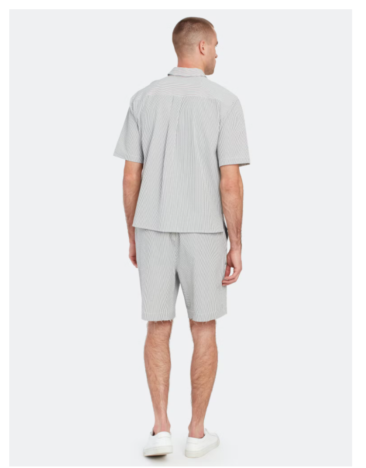 Anthony Thomas Melillo Stripe Short Sleeve Woven Shirt, White/Navy Stripe L $195