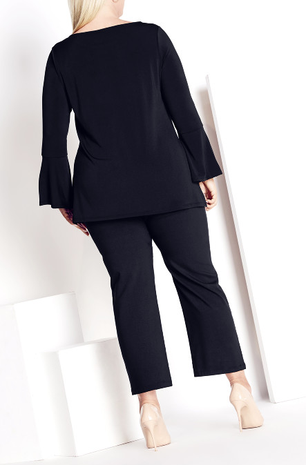 AVENUE Burrow Plain Women's Top Flared Sleeves Relaxed Fit Stretch Black 22/24