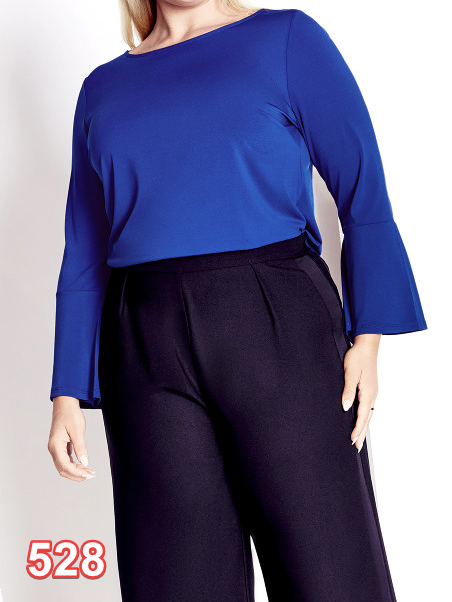 AVENUE Burrow Plain Women's Top Flared Sleeves Relaxed Fit Stretch Cobalt 22/24