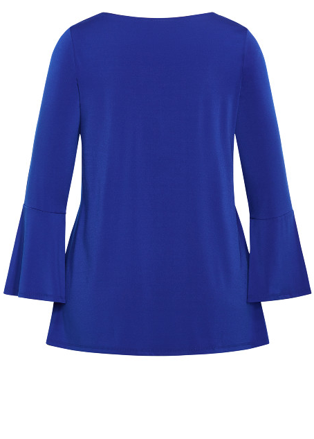 AVENUE Burrow Plain Women's Top Flared Sleeves Relaxed Fit Stretch Cobalt 22/24