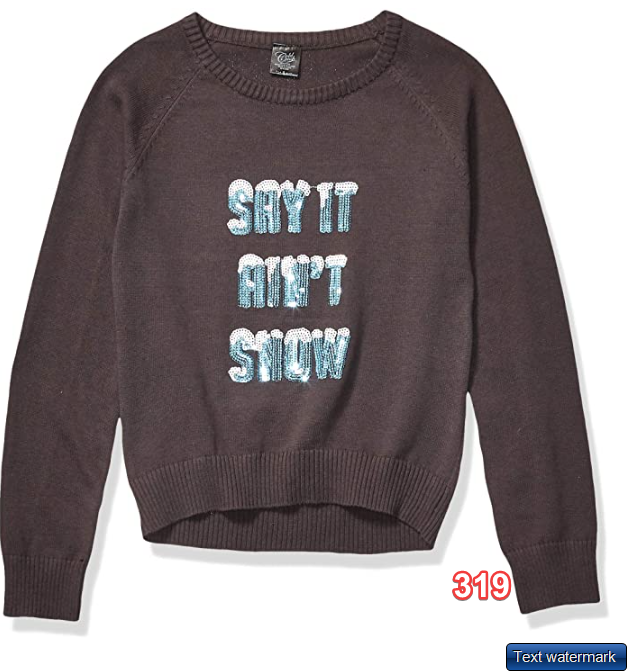 Cold Crush Girls' Ugly Christmas Sweater Snow Sequin/Grey Small & Large