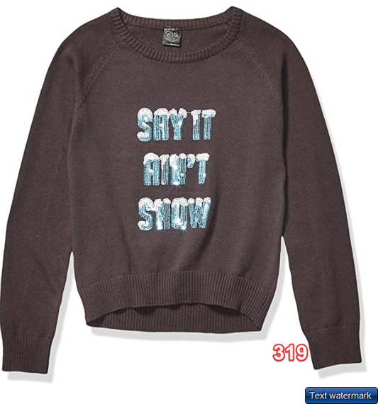 Cold Crush Girls' Ugly Christmas Sweater Snow Sequin/Grey Small & Large