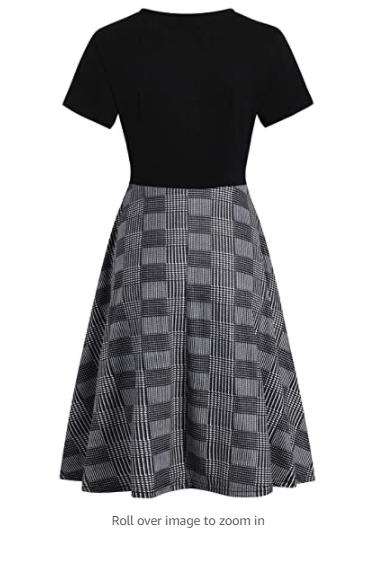 Women Criss-Cross Faux Wrap Vintage Short Sleeve Party Tea Swing Dress Pockets S