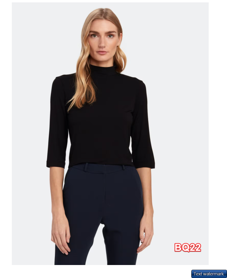 Vince. Shrunken Mock Neck Elbow Sleeve Tee Black XXS $ 110.00