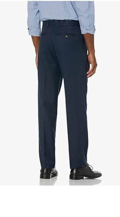 Amazon Essentials Men Classic-Fit Expandable-Waist Pleated Dress Pant Navy 33X32