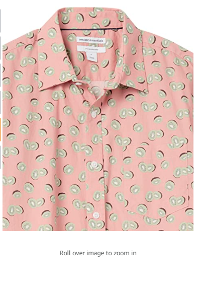 Amazon Essentials Men's Slim-fit Short-Sleeve Print Shirt Pink, Fruit Small