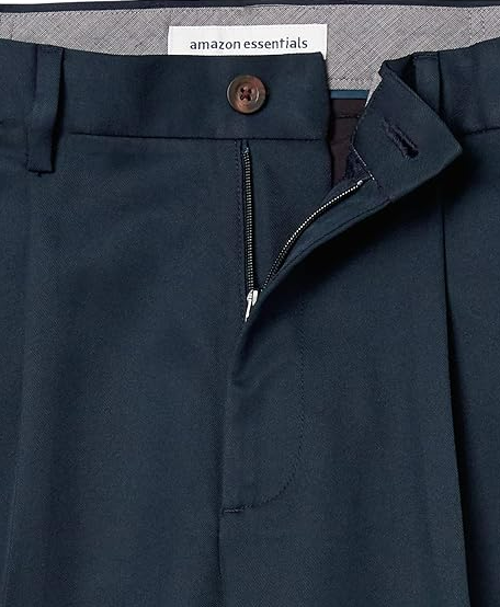 Amazon Essentials Men Classic-Fit Expandable-Waist Pleated Dress Pant Navy 33X32