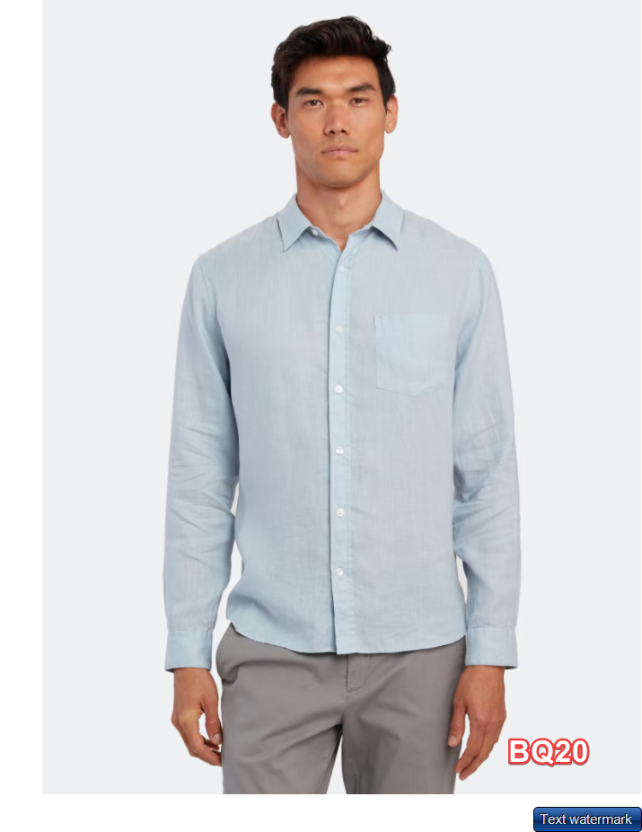 Vince. Linen Long Sleeve Button Up Linen Shirt Sky Blue XL $195