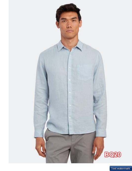 Vince. Linen Long Sleeve Button Up Linen Shirt Sky Blue XL $195