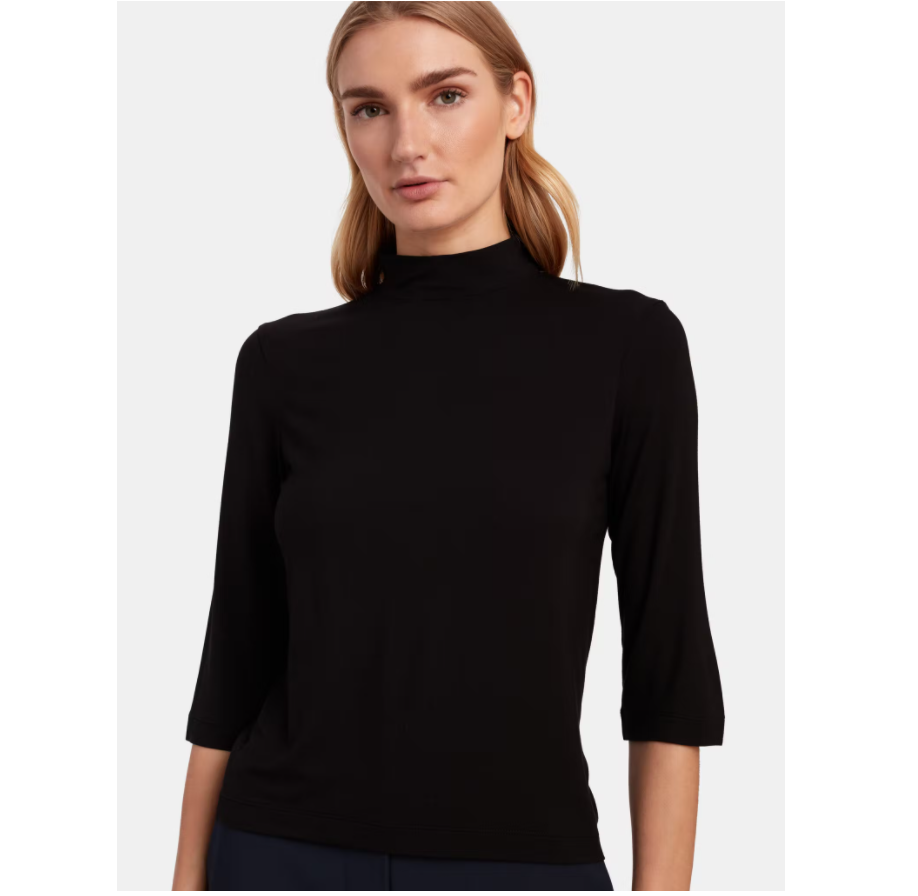 Vince. Shrunken Mock Neck Elbow Sleeve Tee Black XXS $ 110.00