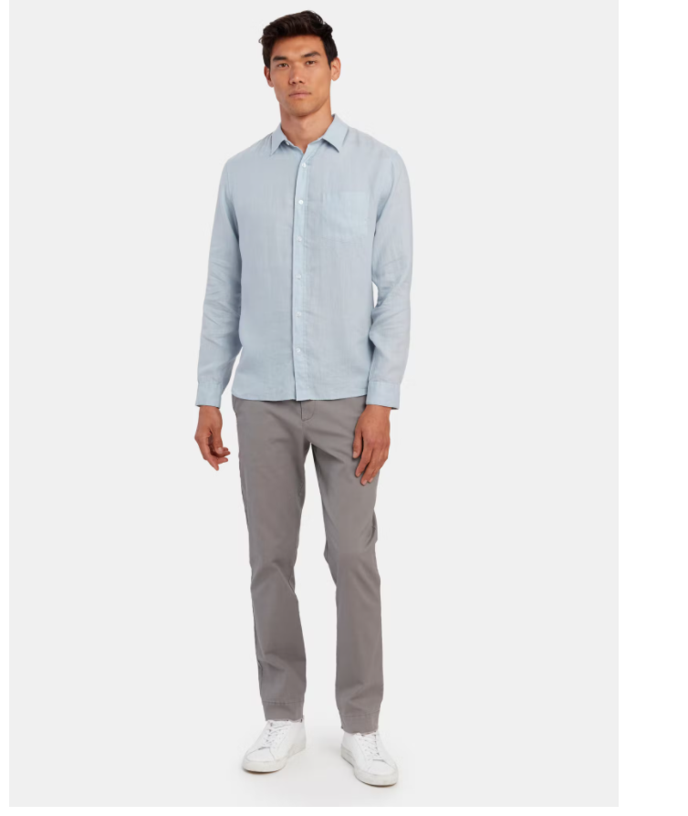 Vince. Linen Long Sleeve Button Up Linen Shirt Sky Blue XL $195