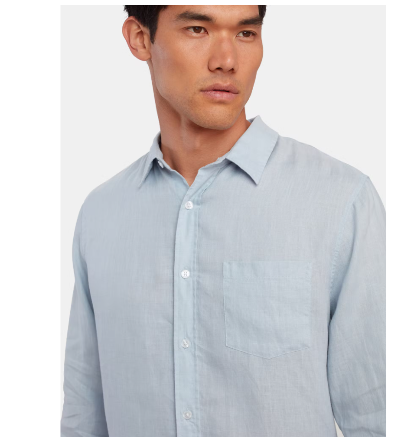 Vince. Linen Long Sleeve Button Up Linen Shirt Sky Blue XL $195