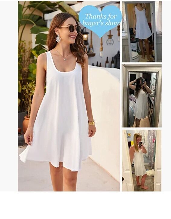 ADOME Summer Dress for Women Beach Loose Swim Cover Up Causal Tank Dress XL