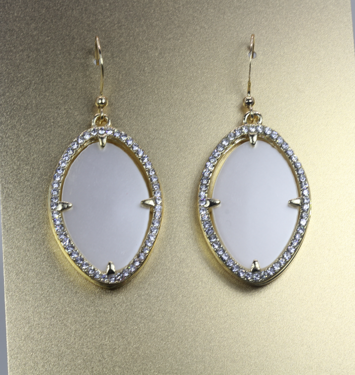Swarovski Elements 14k Gold Overlay Oval chandelier Earrings 30mm E24
