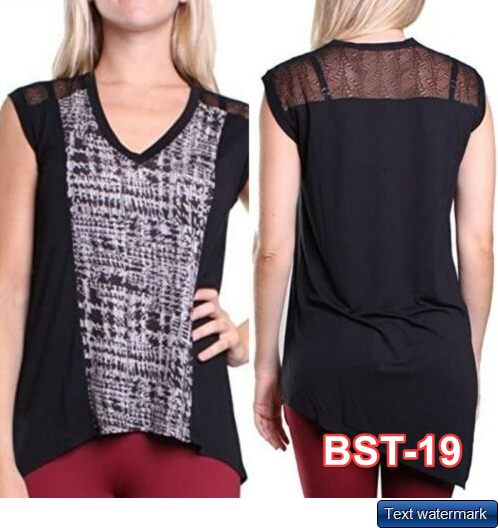 Bcbgmaxazria Women's Kerra Printed V-Neck Top with Asymmetrical Hem Size S