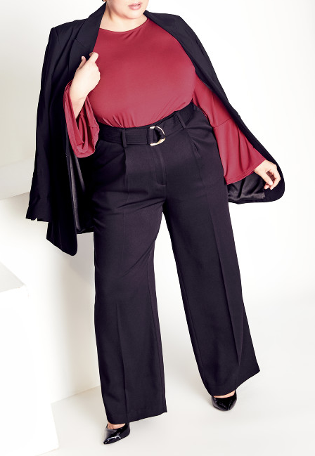 AVENUE Burrow Plain Women's Top Flared Sleeves Relaxed Fit Stretch Berry 22/24
