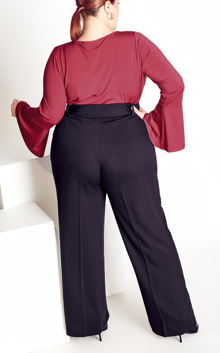 AVENUE Burrow Plain Women's Top Flared Sleeves Relaxed Fit Stretch Berry 22/24