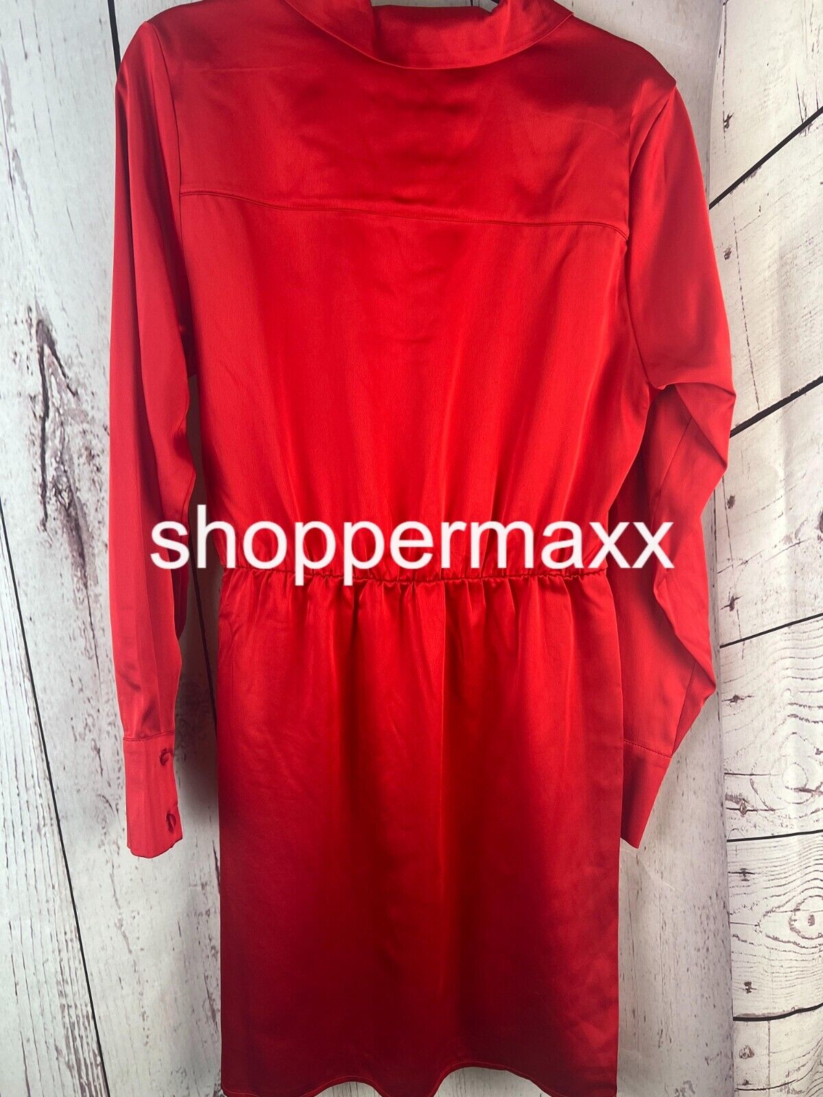 Women's Long Sleeve Satin Shirtdress - A New Day, Red, Size Small