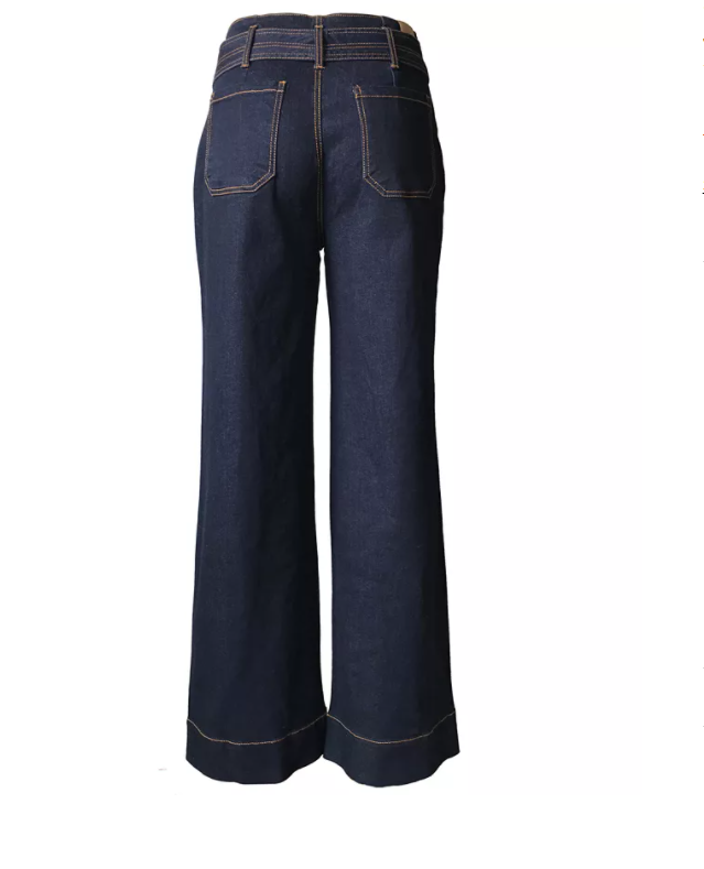 Tinseltown Juniors' Belted Wide-Leg Jeans Rinse Indigo Size 14