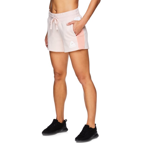 Women’s Reebok athletic relaxed shorts color block blue, Sepia Rose XXL