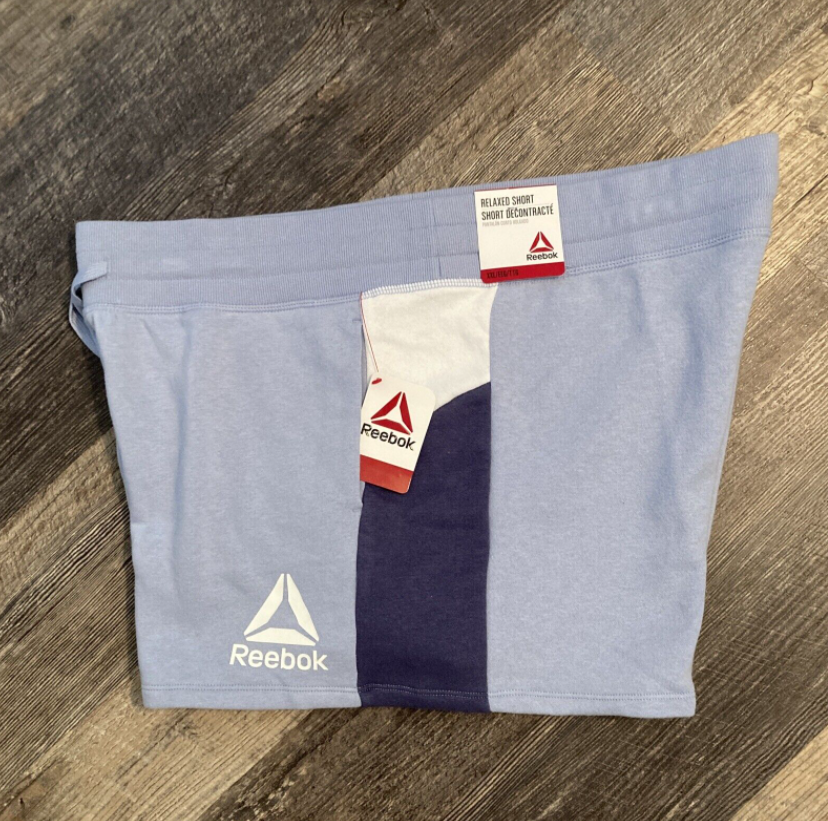 Women’s Reebok athletic relaxed shorts color block blue, white XXL ,XXXL