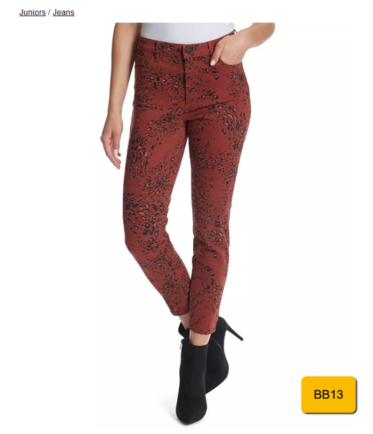 Ella Moss Skinny Ankle Jeans Juniors' Cheetah Animal Print Stretch Sz32 & SZ29