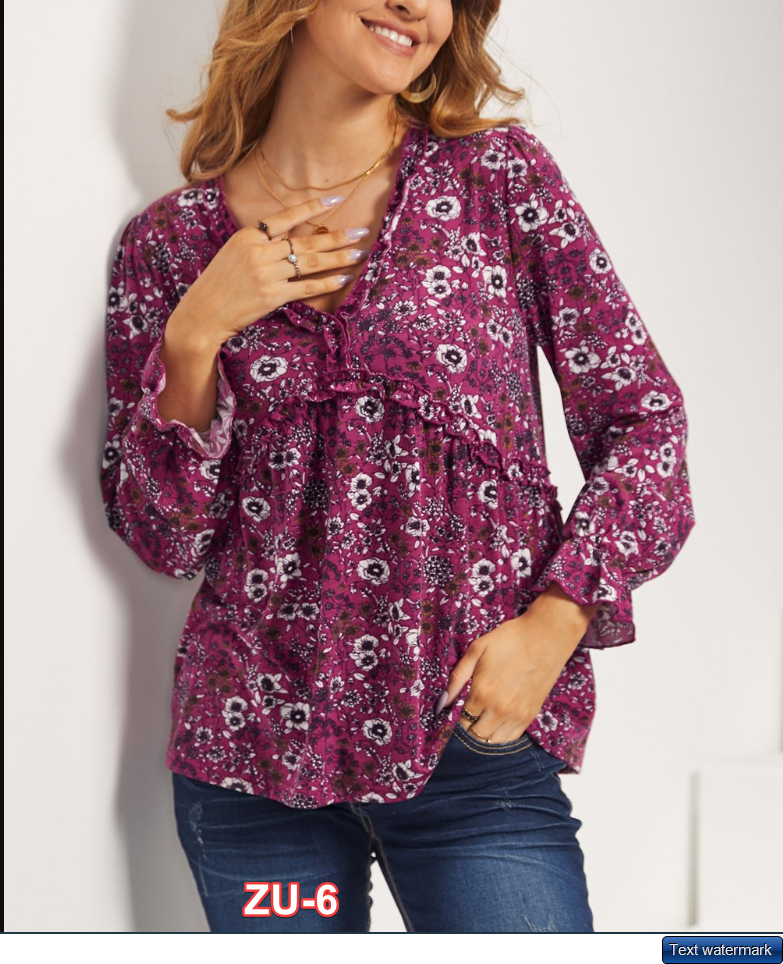 Suzanne Betro Weekend Ruffle-Trim V-Neck Empire-Waist Top - Women XL $77