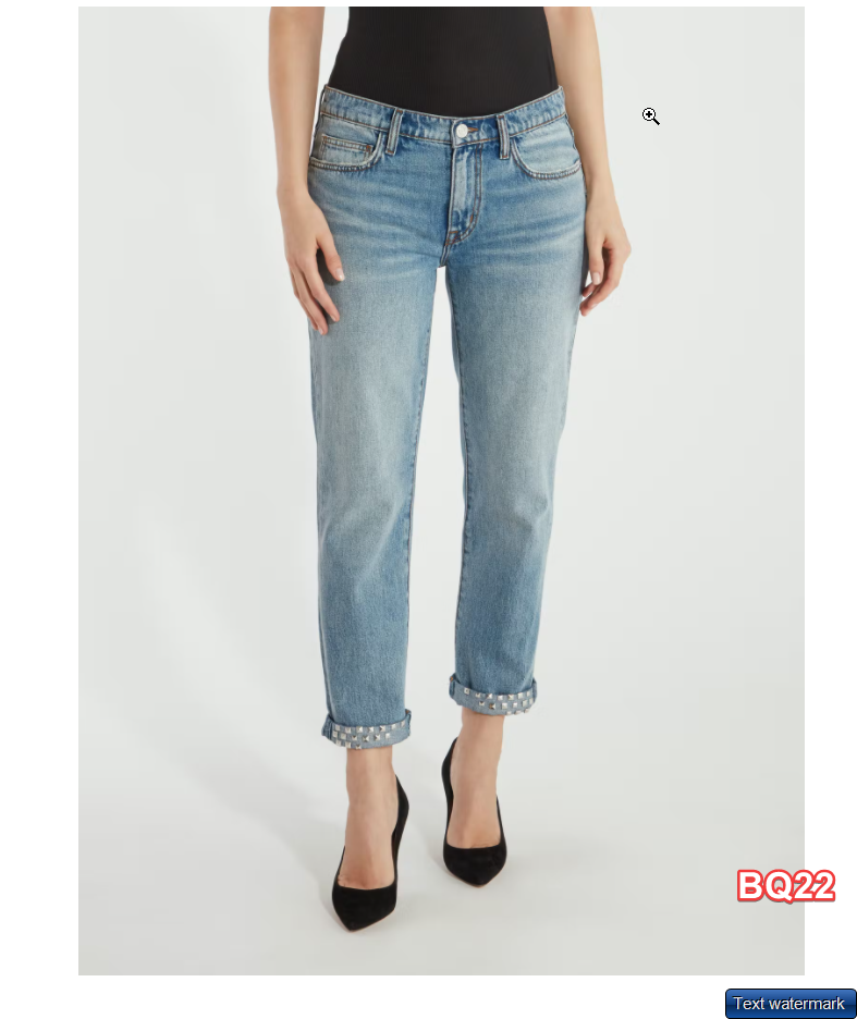 Current/Elliott The Turnt Fling Mid Rise Studded Straight Leg Jean Sz30/ 27 $278