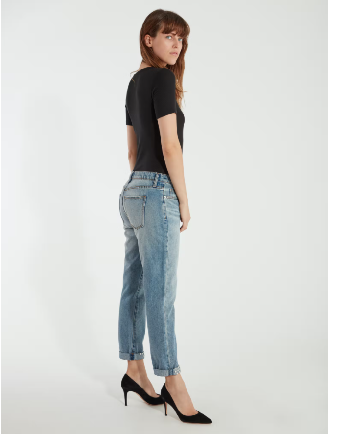 Current/Elliott The Turnt Fling Mid Rise Studded Straight Leg Jean Sz30/ 27 $278