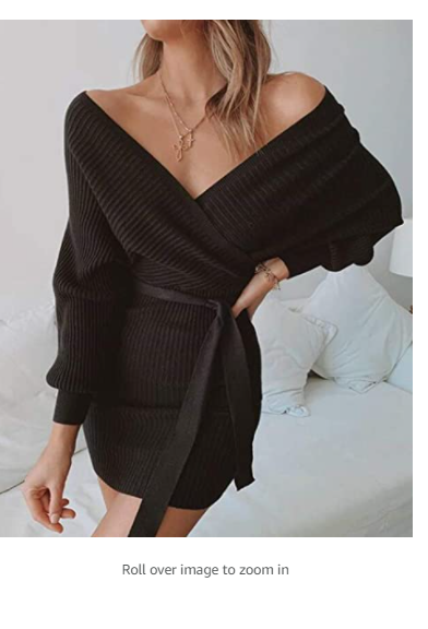 ZESICA Women's Long Batwing Sleeve Wrap V Neck Knitted Backless Bodycon Pullover