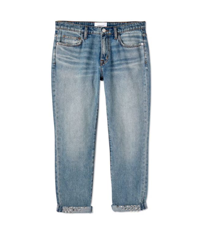 Current/Elliott The Turnt Fling Mid Rise Studded Straight Leg Jean Sz30/ 27 $278