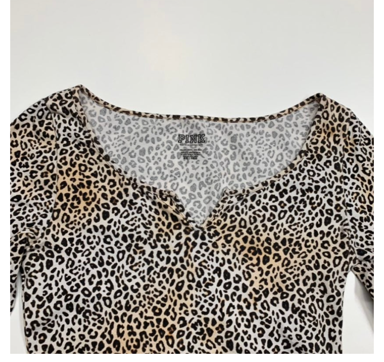Victorias Secret PINK Leopard Bodysuit Size XS Long Sleeves Lightweight