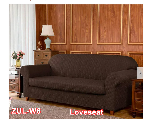 Subrtex | Chocolate Jacquard Two-Piece Slipcover for Loveseat
