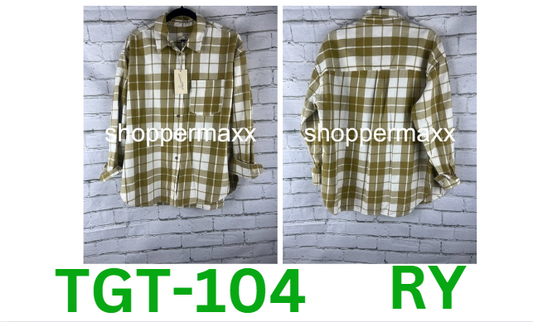 Women's Long Sleeve Flannel Button-Down Shirt - Universal Thread Mustard/White,M