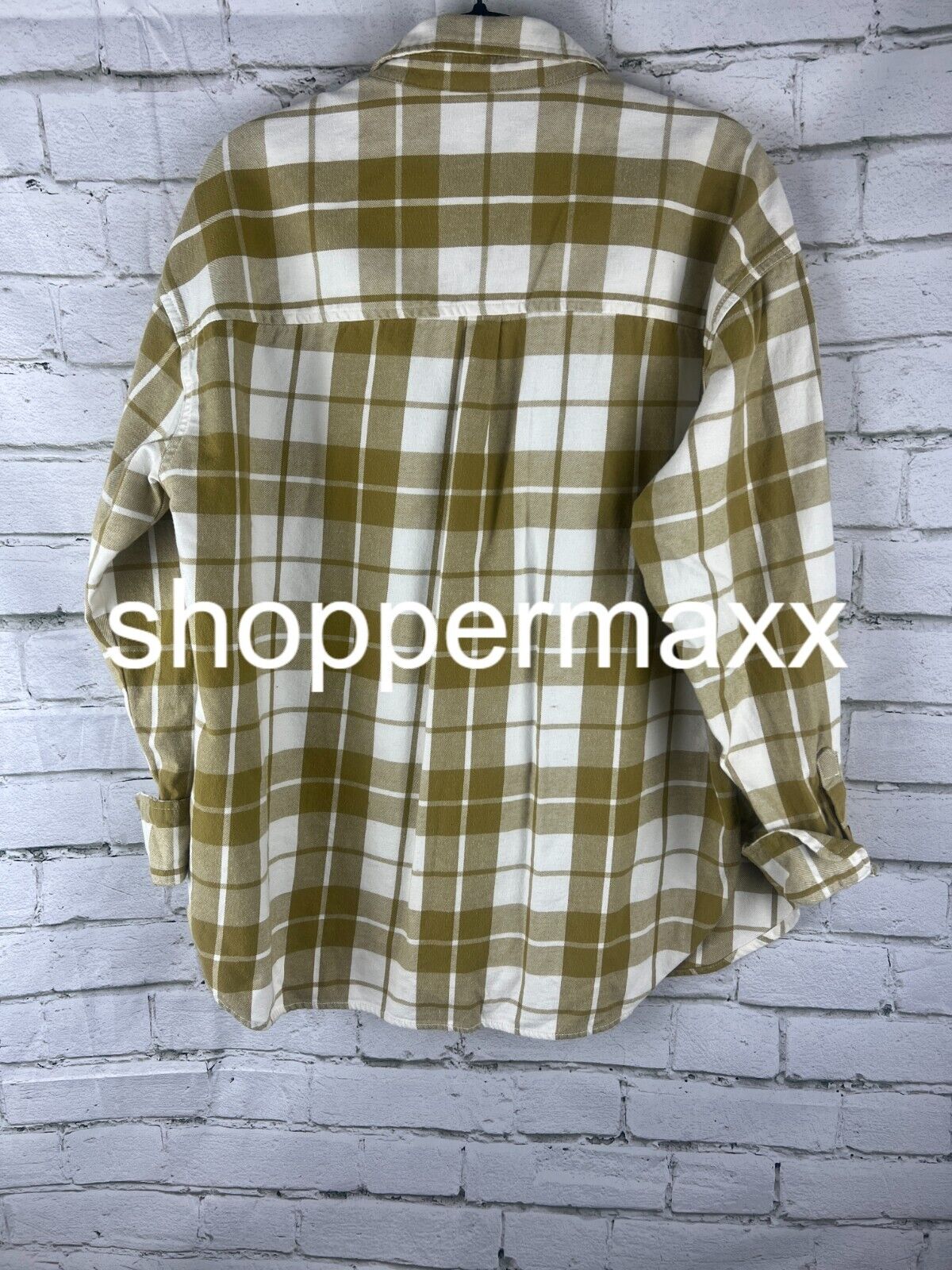 Women's Long Sleeve Flannel Button-Down Shirt - Universal Thread Mustard/White,M