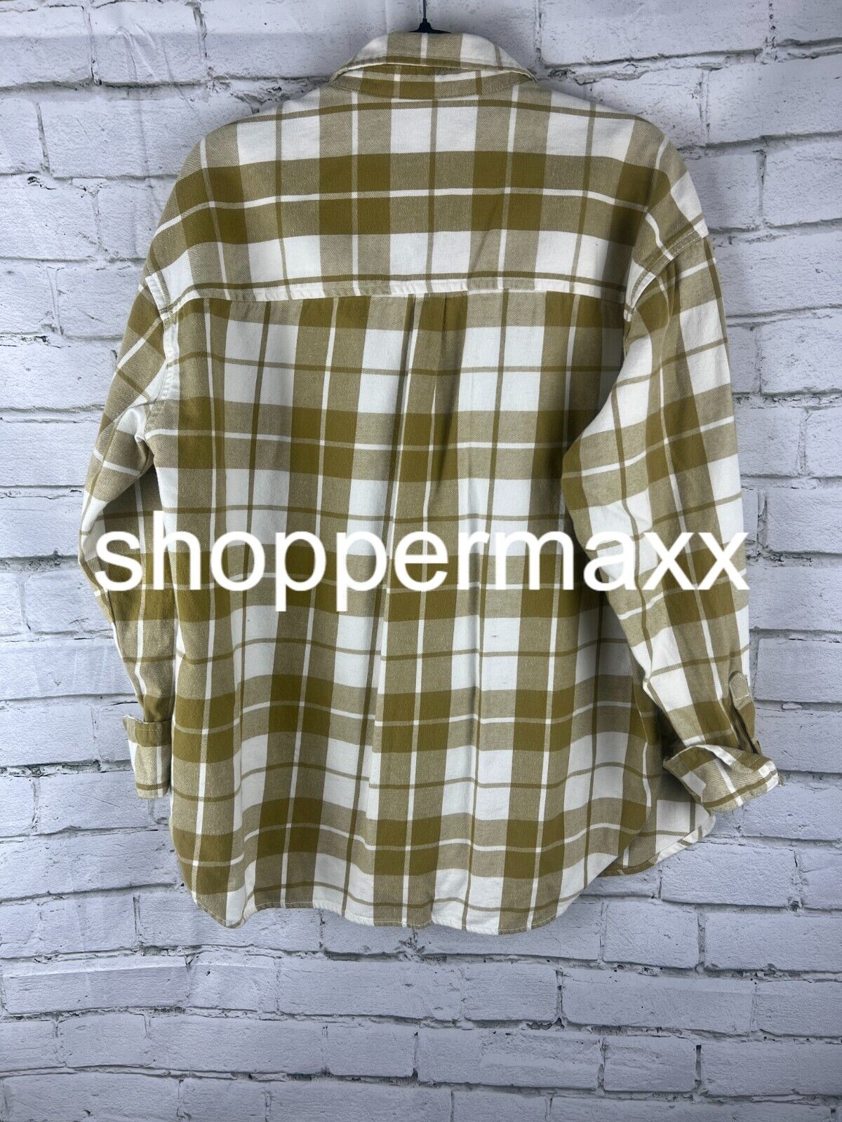 Women's Long Sleeve Flannel Button-Down Shirt - Universal Thread Mustard/White,M