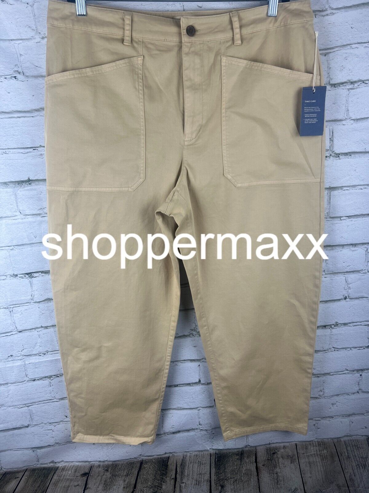 Women's High-Rise Barrel Leg Pants - Universal Thread, Tan, 17