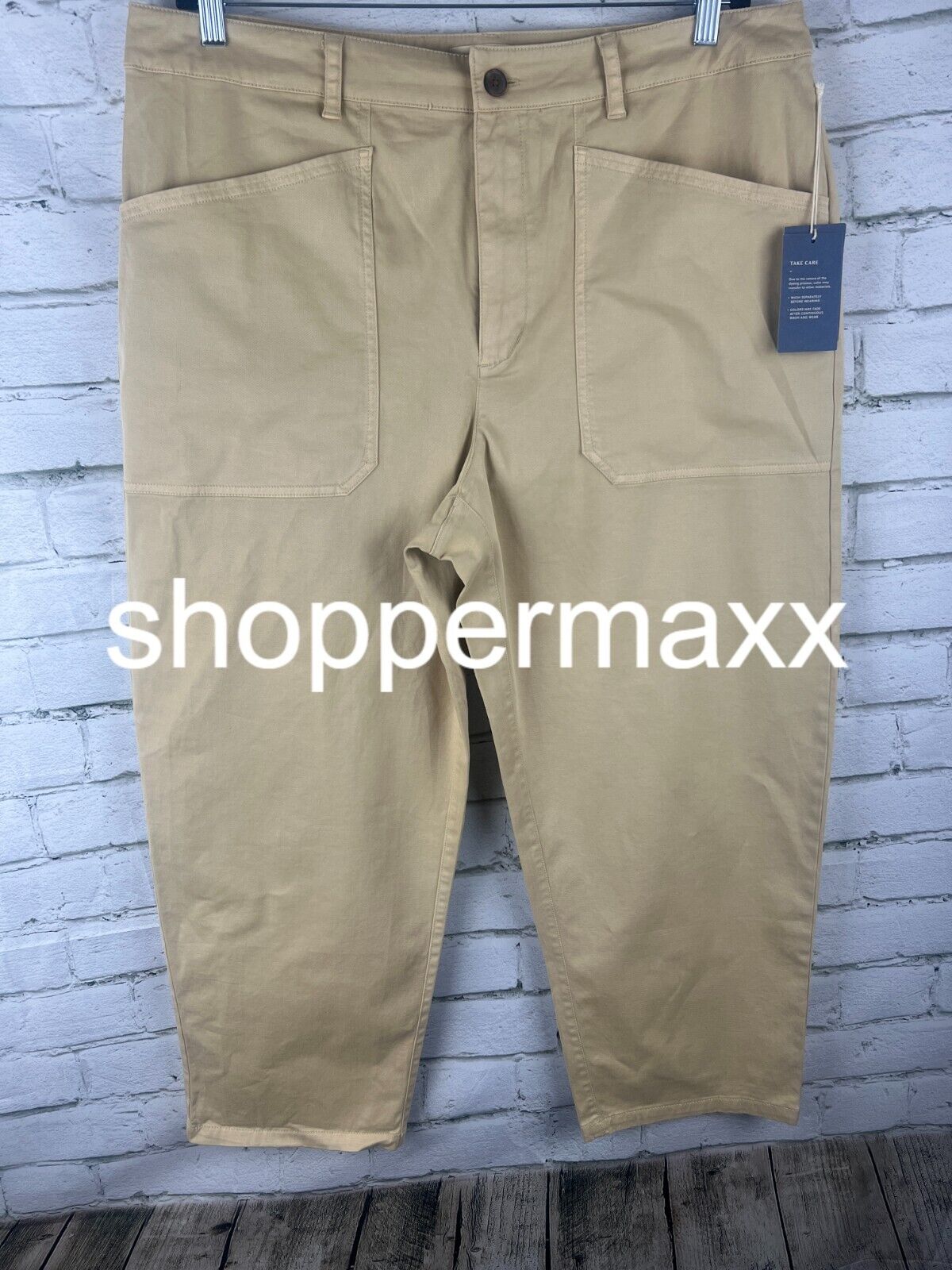 Women's High-Rise Barrel Leg Pants - Universal Thread, Tan, 17