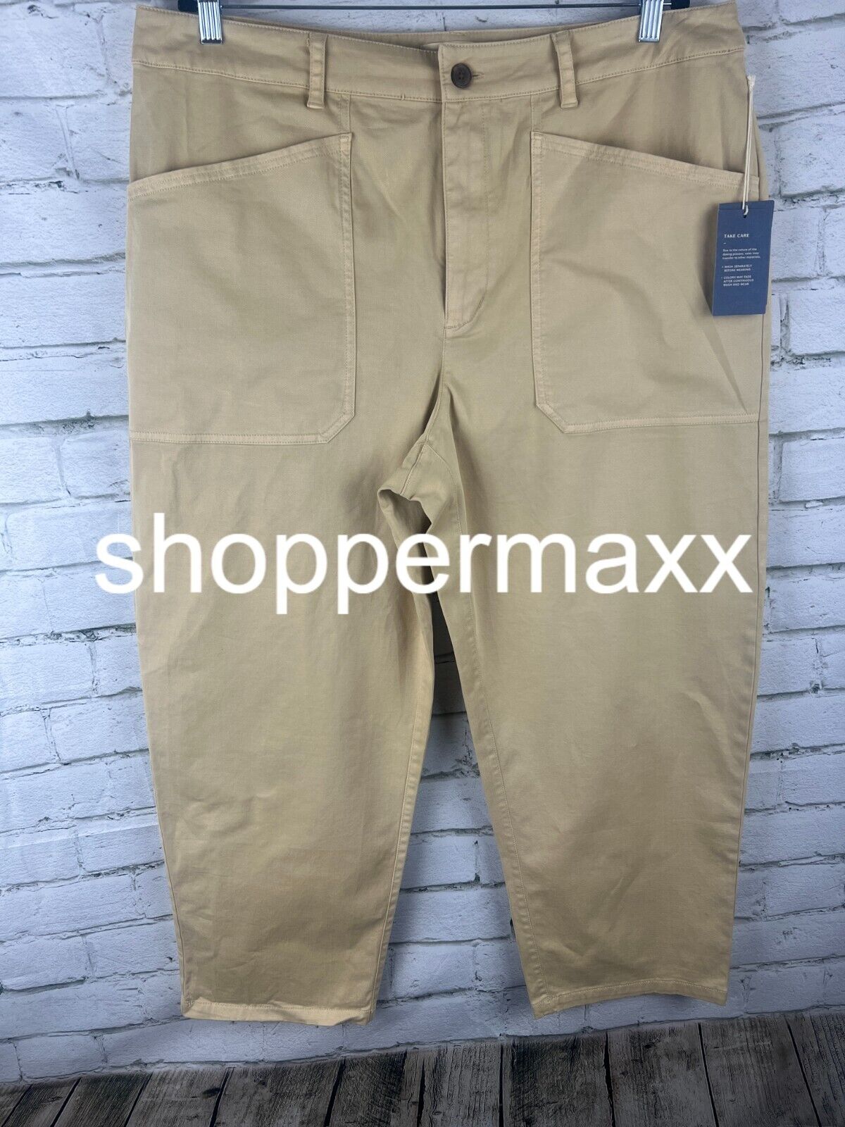 Women's High-Rise Barrel Leg Pants - Universal Thread, Tan, 17