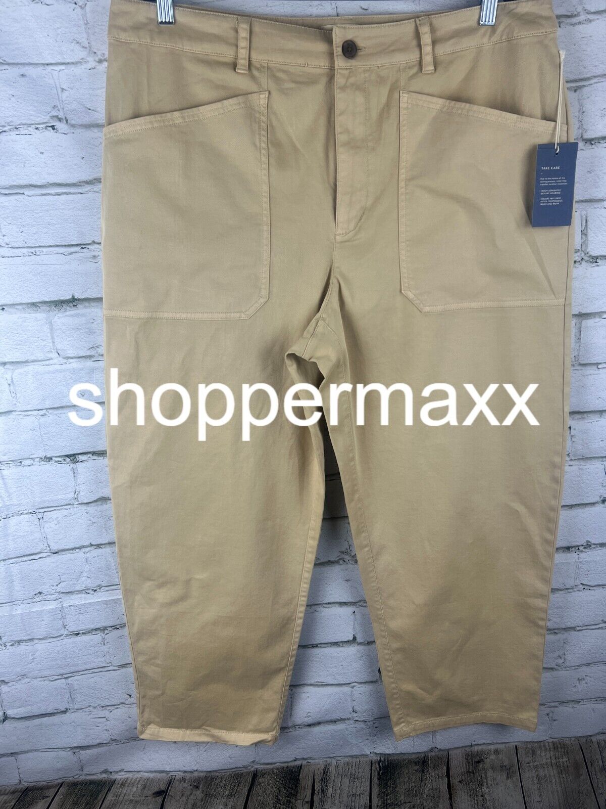 Women's High-Rise Barrel Leg Pants - Universal Thread, Tan, 17