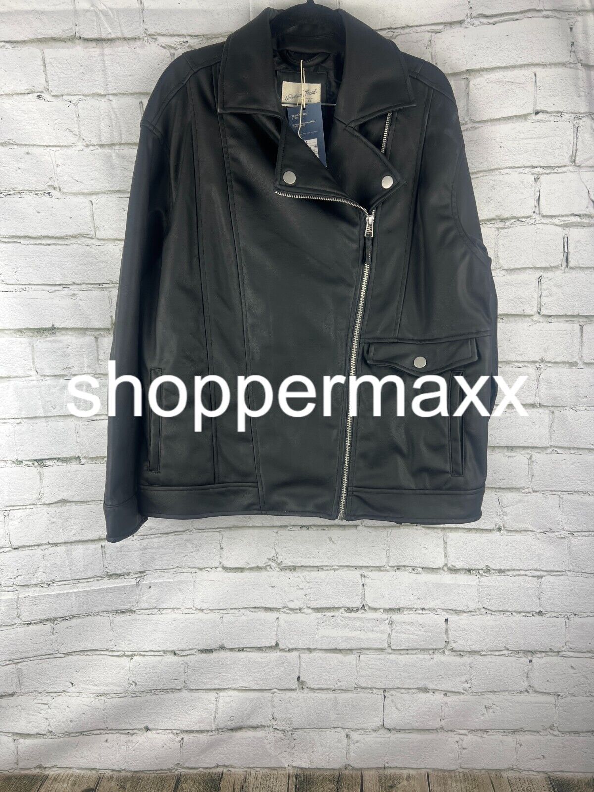 Women's Oversized Faux Leather Moto Jacket - Universal Thread, Black, L