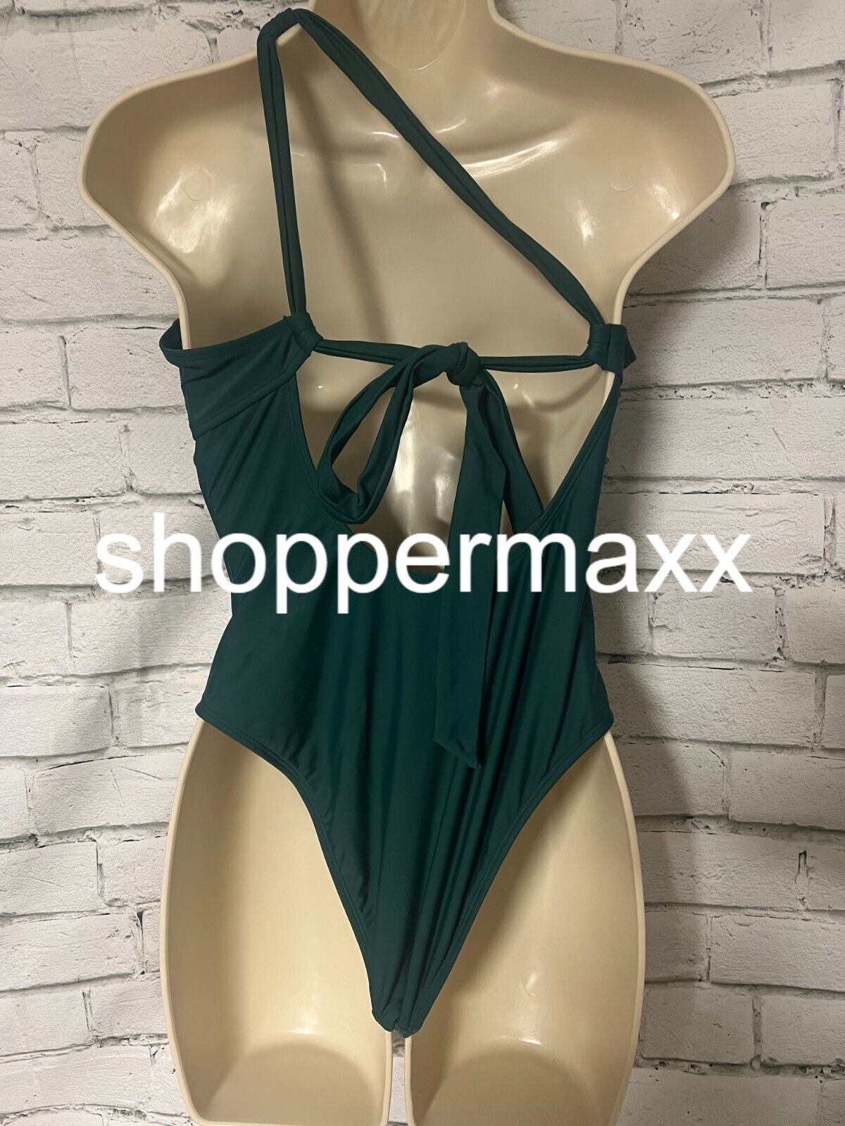 Women's One Shoulder Plunge Cut Out One Piece Swimsuit - Shade & Shore, Green, S